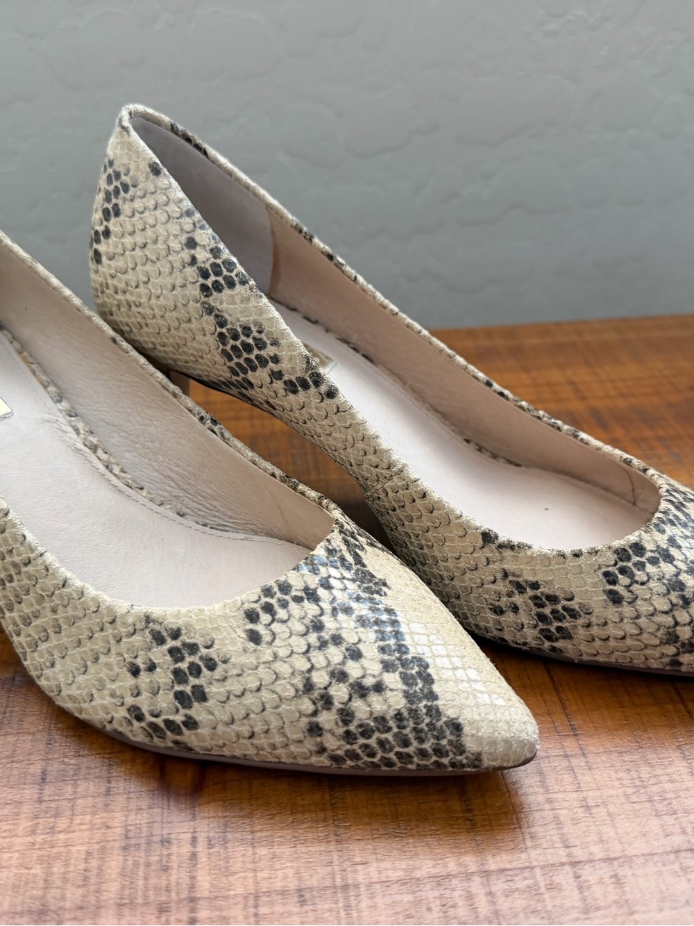 Louise Cie Classic Pointed-Toe Snake Print Pumps - Cream/Black